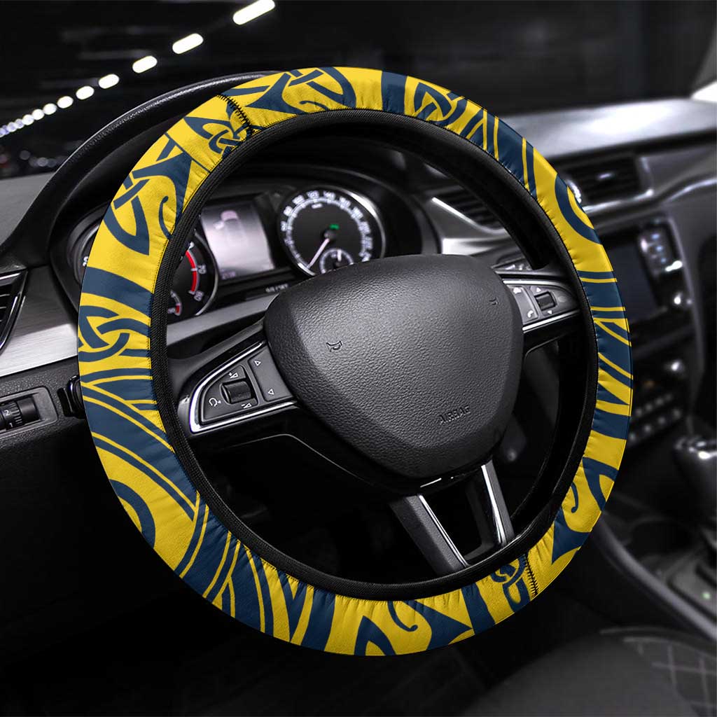 Brecknockshire Wales Steering Wheel Cover Welsh Celtic Bat And Swords Design - Wonder Print Shop