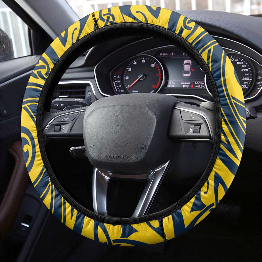 Brecknockshire Wales Steering Wheel Cover Welsh Celtic Bat And Swords Design - Wonder Print Shop