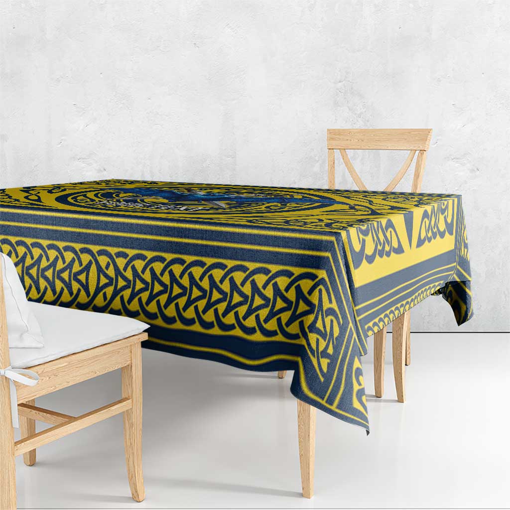 Personalized Brecknockshire Wales Tablecloth Welsh Celtic Bat And Swords Design - Wonder Print Shop