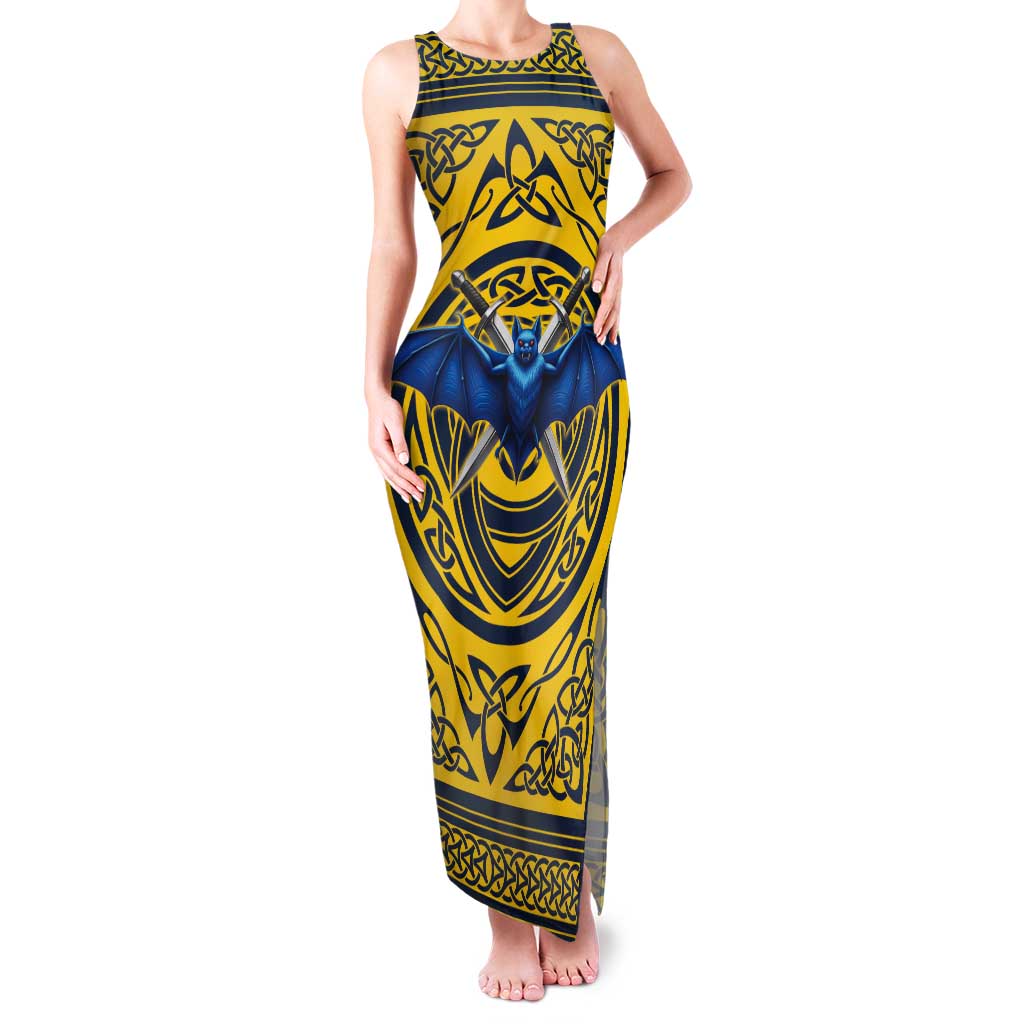 Personalized Brecknockshire Wales Tank Maxi Dress Welsh Celtic Bat And Swords Design - Wonder Print Shop