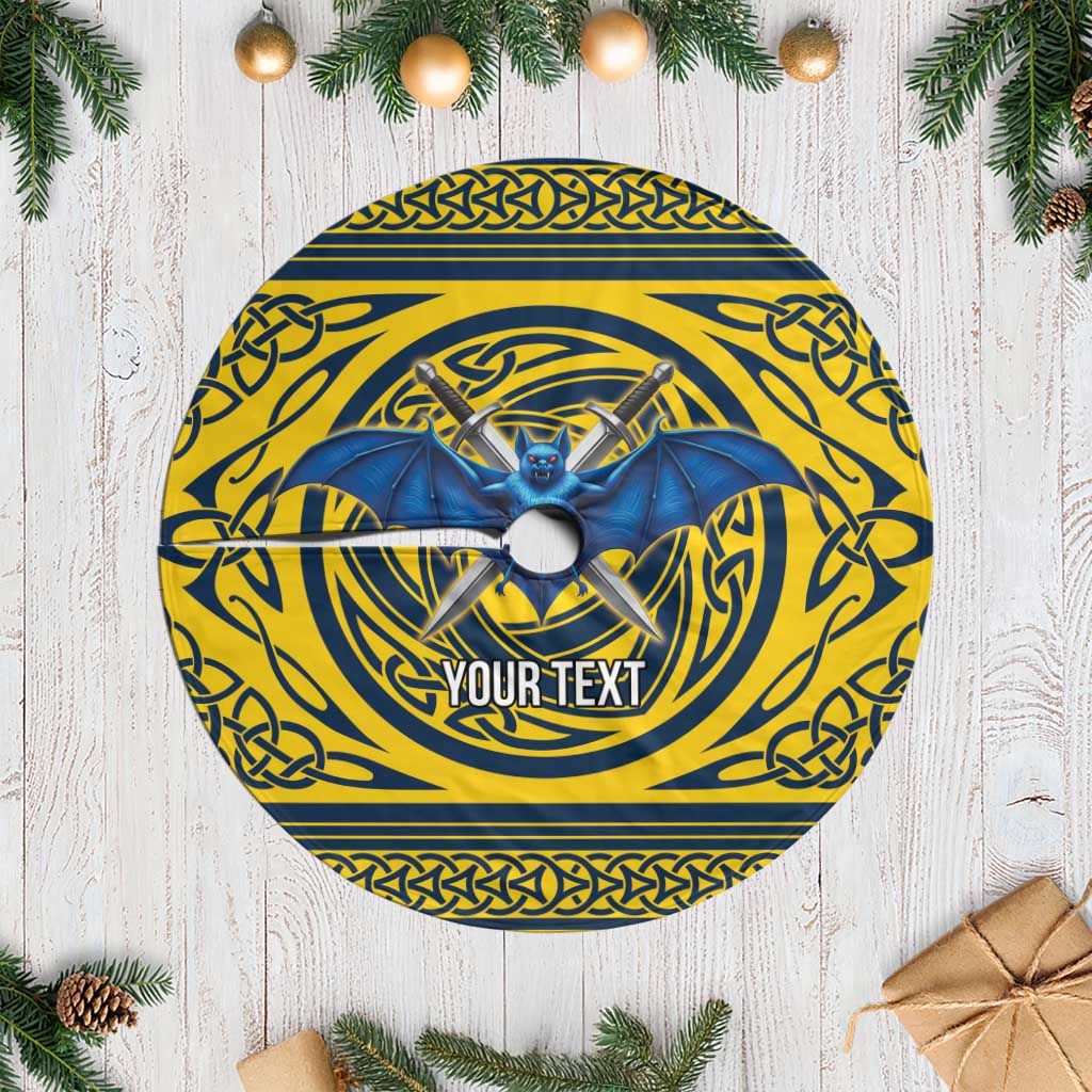 Personalized Brecknockshire Wales Tree Skirt Welsh Celtic Bat And Swords Design - Wonder Print Shop