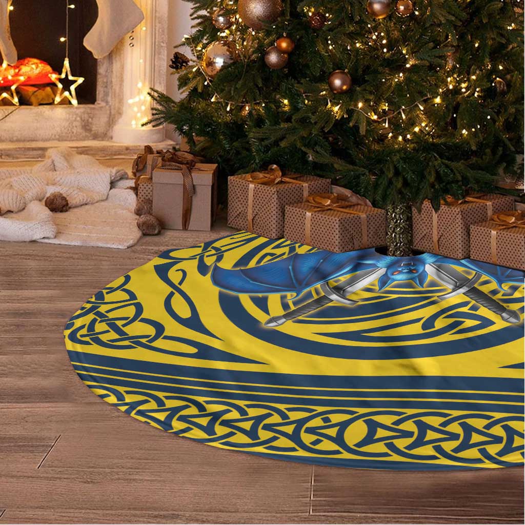 Personalized Brecknockshire Wales Tree Skirt Welsh Celtic Bat And Swords Design - Wonder Print Shop