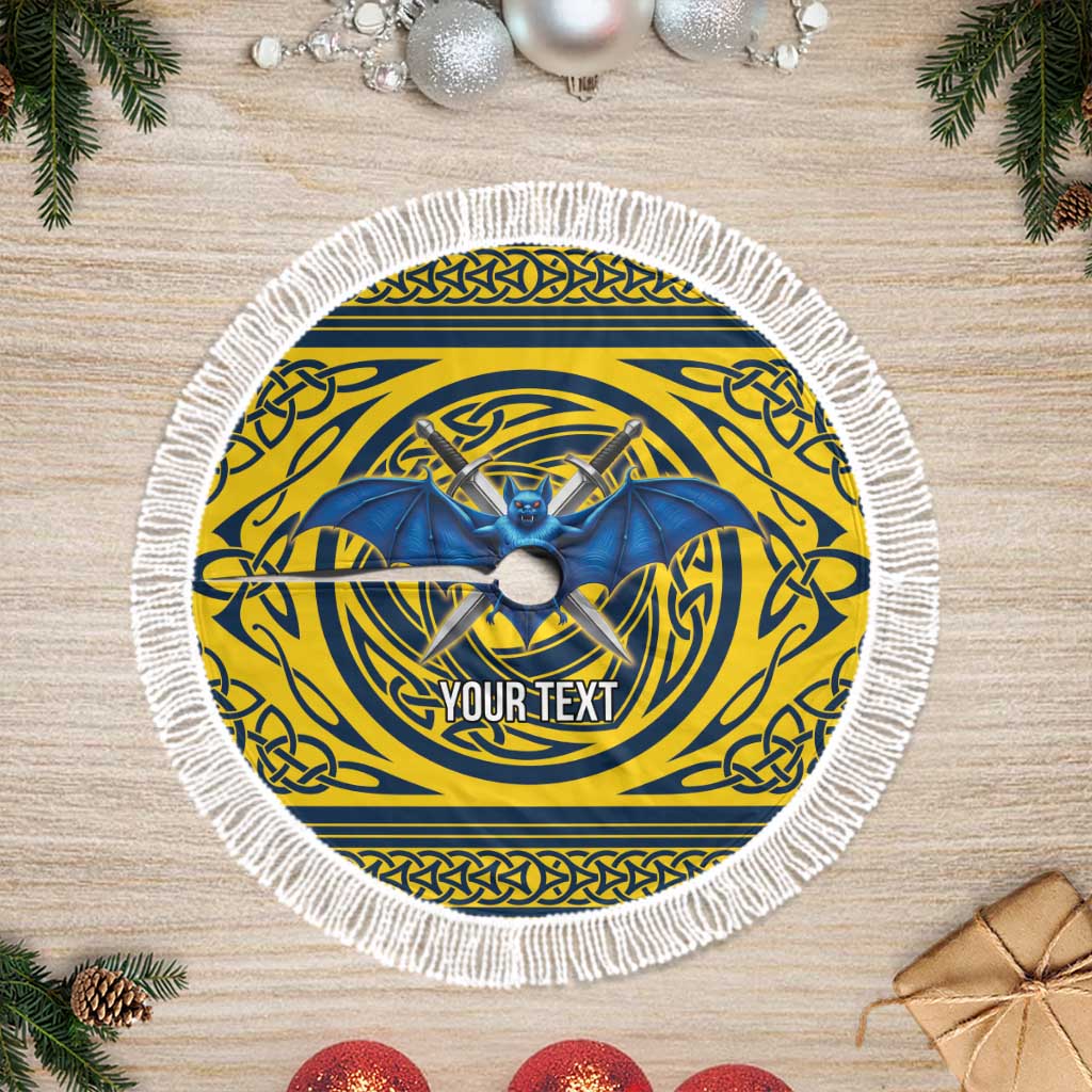 Personalized Brecknockshire Wales Tree Skirt Welsh Celtic Bat And Swords Design - Wonder Print Shop