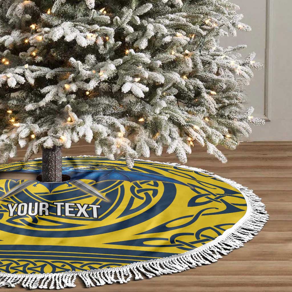 Personalized Brecknockshire Wales Tree Skirt Welsh Celtic Bat And Swords Design - Wonder Print Shop