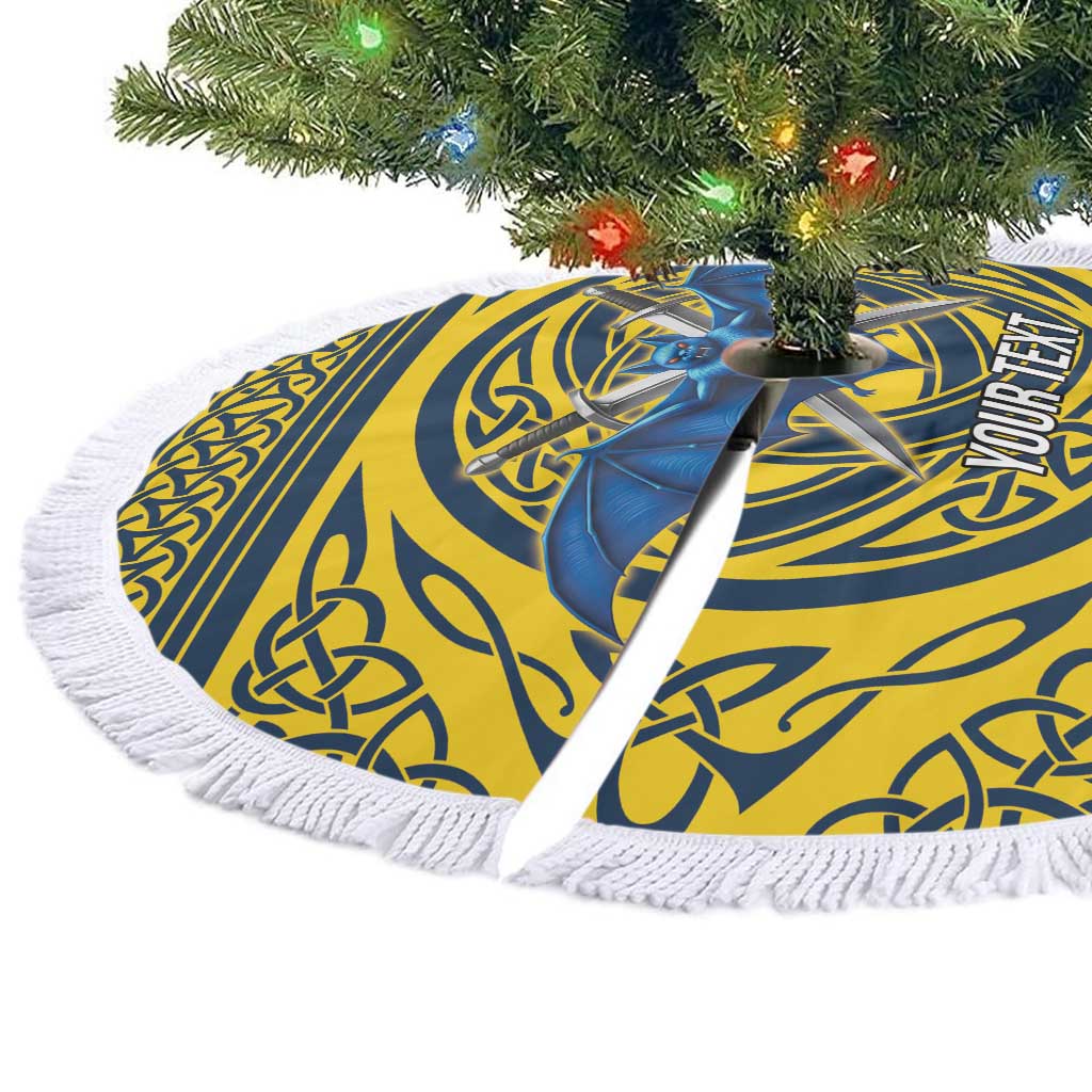 Personalized Brecknockshire Wales Tree Skirt Welsh Celtic Bat And Swords Design - Wonder Print Shop