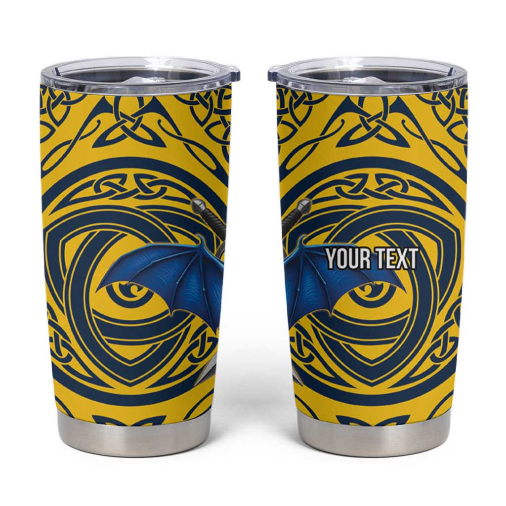 Personalized Brecknockshire Wales Tumbler Cup Welsh Celtic Bat And Swords Design - Wonder Print Shop