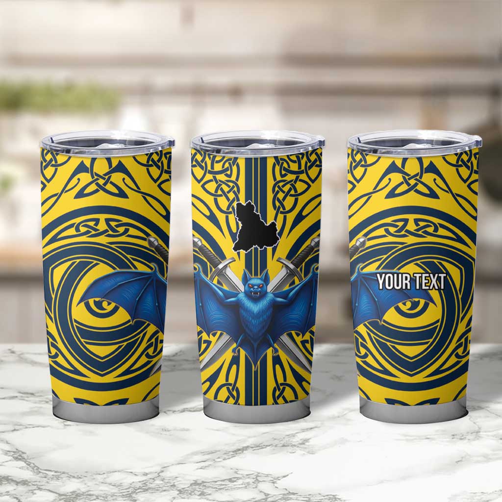 Personalized Brecknockshire Wales Tumbler Cup Welsh Celtic Bat And Swords Design - Wonder Print Shop