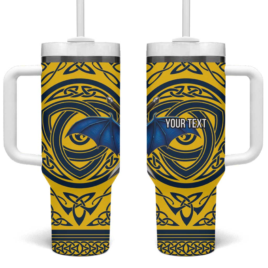Personalized Brecknockshire Wales Tumbler With Handle Welsh Celtic Bat And Swords Design - Wonder Print Shop