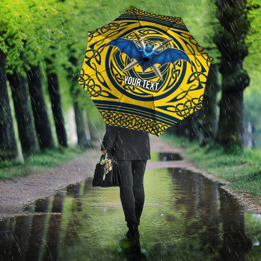 Personalized Brecknockshire Wales Umbrella Welsh Celtic Bat And Swords Design - Wonder Print Shop