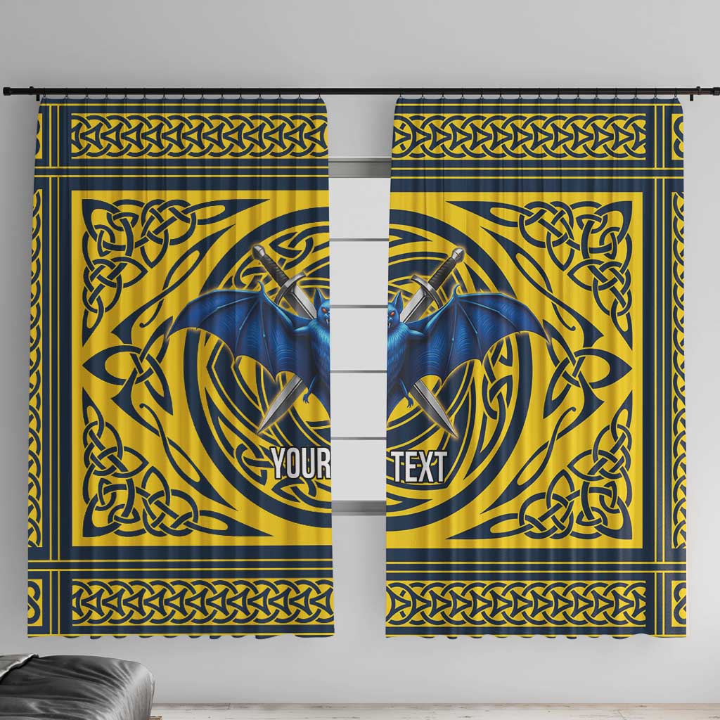 Personalized Brecknockshire Wales Window Curtain Welsh Celtic Bat And Swords Design - Wonder Print Shop