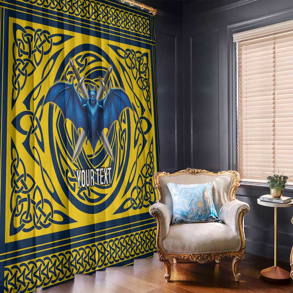 Personalized Brecknockshire Wales Window Curtain Welsh Celtic Bat And Swords Design - Wonder Print Shop