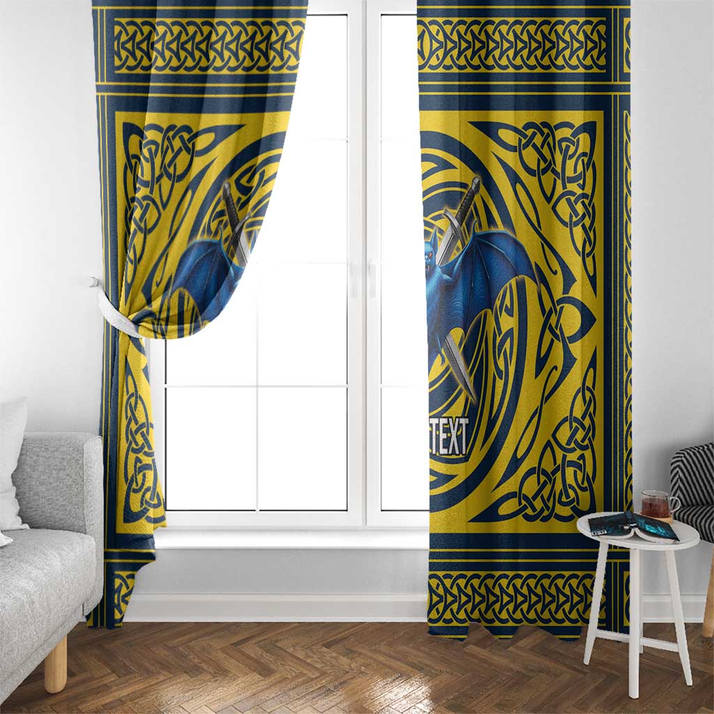 Personalized Brecknockshire Wales Window Curtain Welsh Celtic Bat And Swords Design - Wonder Print Shop