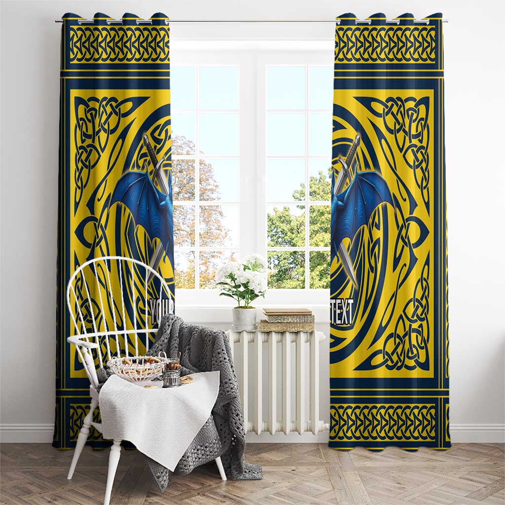 Personalized Brecknockshire Wales Window Curtain Welsh Celtic Bat And Swords Design - Wonder Print Shop