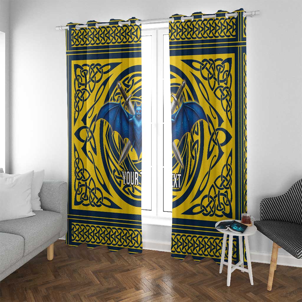 Personalized Brecknockshire Wales Window Curtain Welsh Celtic Bat And Swords Design - Wonder Print Shop