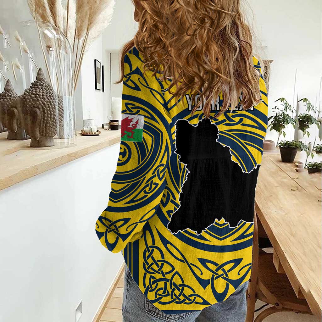 Personalized Brecknockshire Wales Women Casual Shirt Welsh Celtic Bat And Swords Design - Wonder Print Shop