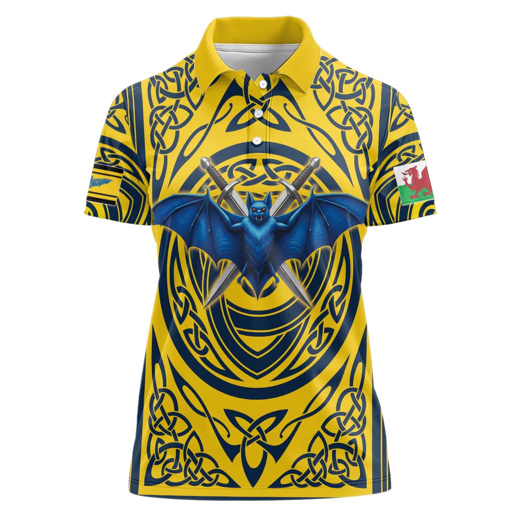 Personalized Brecknockshire Wales Women Polo Shirt Welsh Celtic Bat And Swords Design - Wonder Print Shop