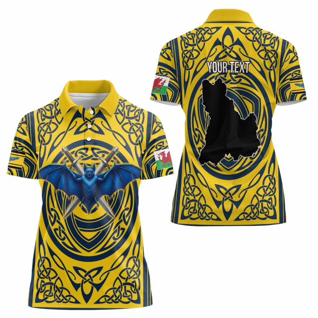 Personalized Brecknockshire Wales Women Polo Shirt Welsh Celtic Bat And Swords Design - Wonder Print Shop