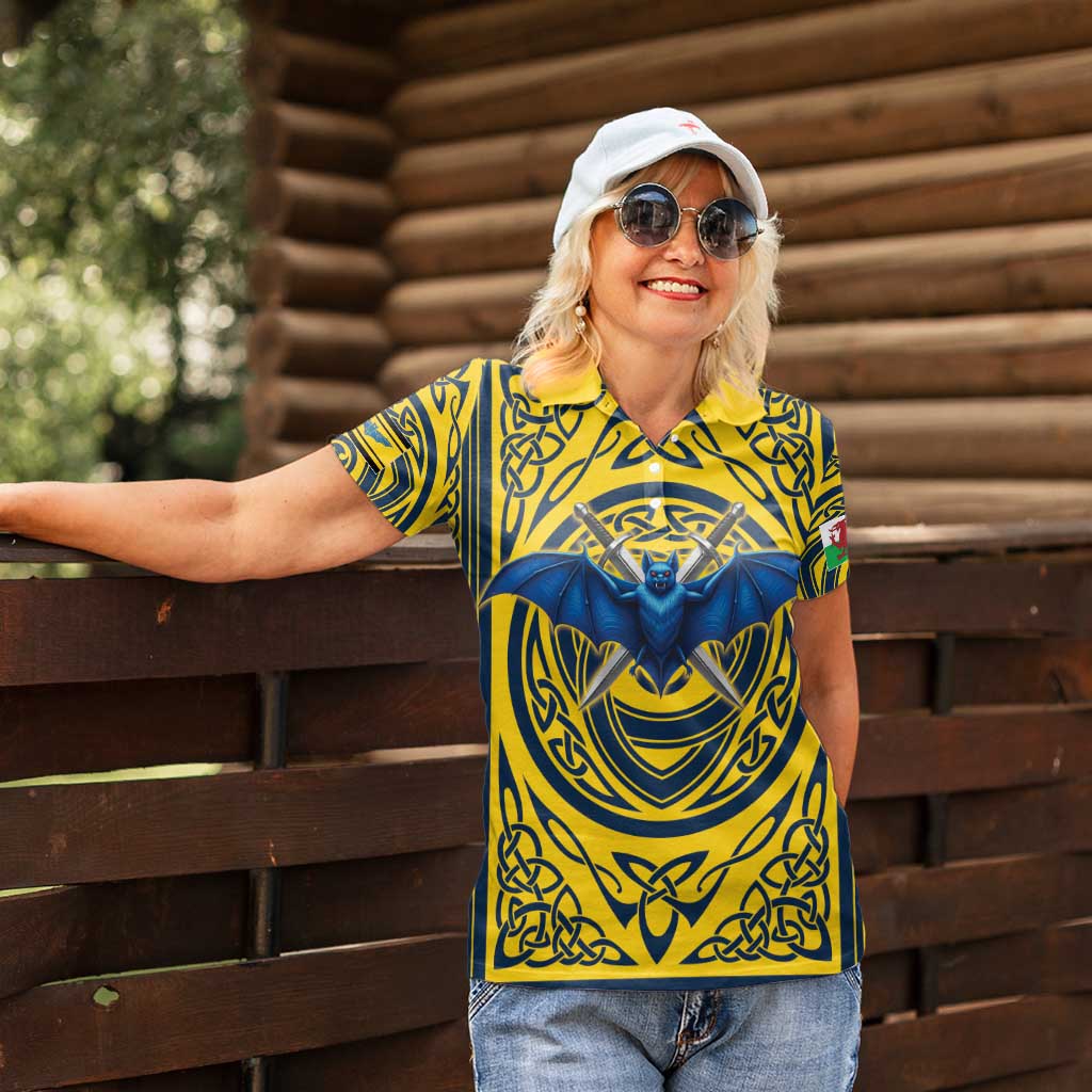 Personalized Brecknockshire Wales Women Polo Shirt Welsh Celtic Bat And Swords Design - Wonder Print Shop