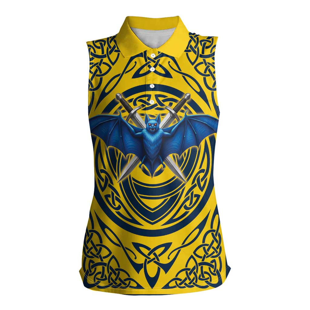 Personalized Brecknockshire Wales Women Sleeveless Polo Shirt Welsh Celtic Bat And Swords Design - Wonder Print Shop