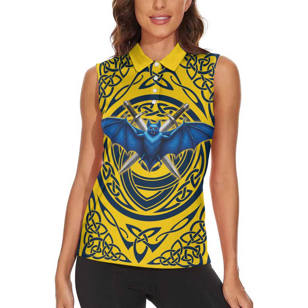 Personalized Brecknockshire Wales Women Sleeveless Polo Shirt Welsh Celtic Bat And Swords Design - Wonder Print Shop