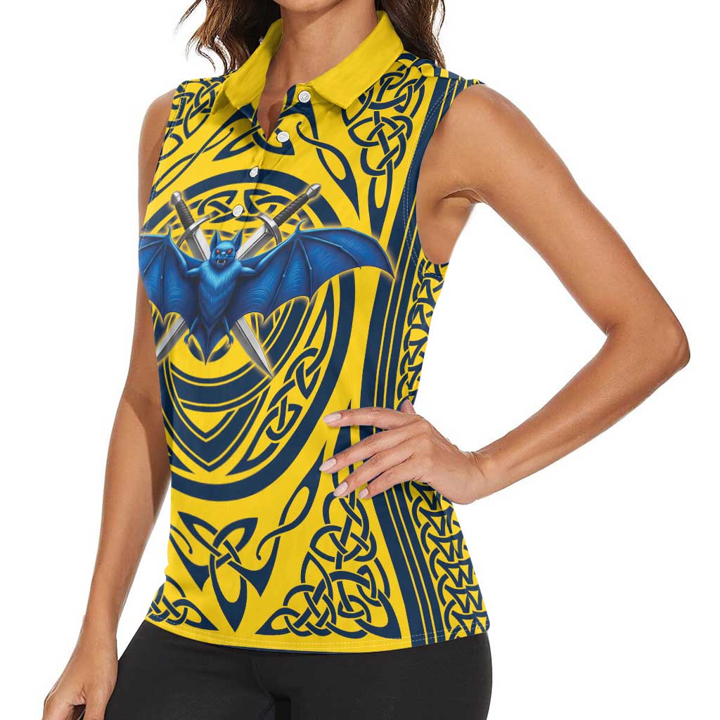 Personalized Brecknockshire Wales Women Sleeveless Polo Shirt Welsh Celtic Bat And Swords Design - Wonder Print Shop