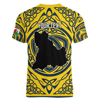 Personalized Brecknockshire Wales Women V-Neck T-Shirt Welsh Celtic Bat And Swords Design - Wonder Print Shop