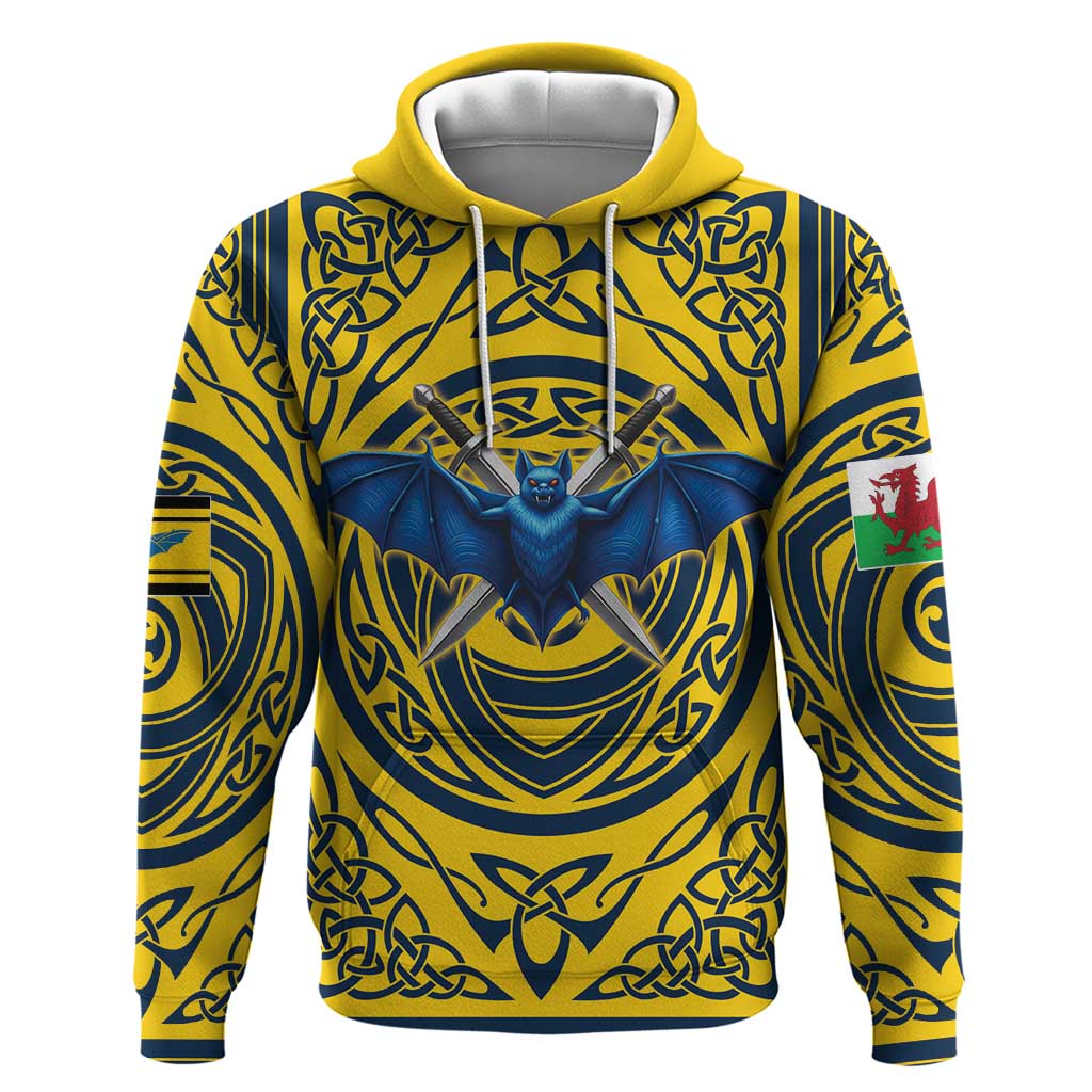Personalized Brecknockshire Wales Zip Hoodie Welsh Celtic Bat And Swords Design - Wonder Print Shop