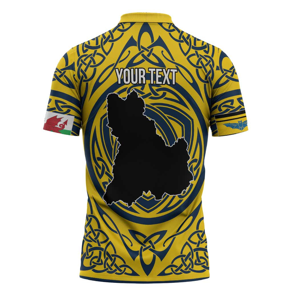 Personalized Brecknockshire Wales Zipper Polo Shirt Welsh Celtic Bat And Swords Design - Wonder Print Shop