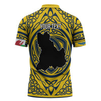 Personalized Brecknockshire Wales Zipper Polo Shirt Welsh Celtic Bat And Swords Design - Wonder Print Shop