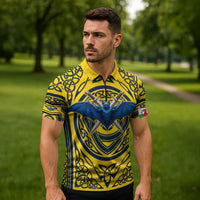 Personalized Brecknockshire Wales Zipper Polo Shirt Welsh Celtic Bat And Swords Design - Wonder Print Shop