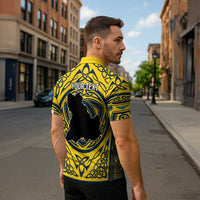 Personalized Brecknockshire Wales Zipper Polo Shirt Welsh Celtic Bat And Swords Design - Wonder Print Shop