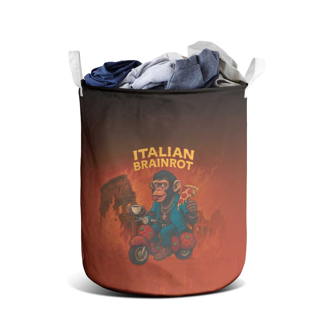 Italian Brainrot Meme Laundry Basket Chaotic Chimp Mobster Vespa Ride - Wonder Print Shop