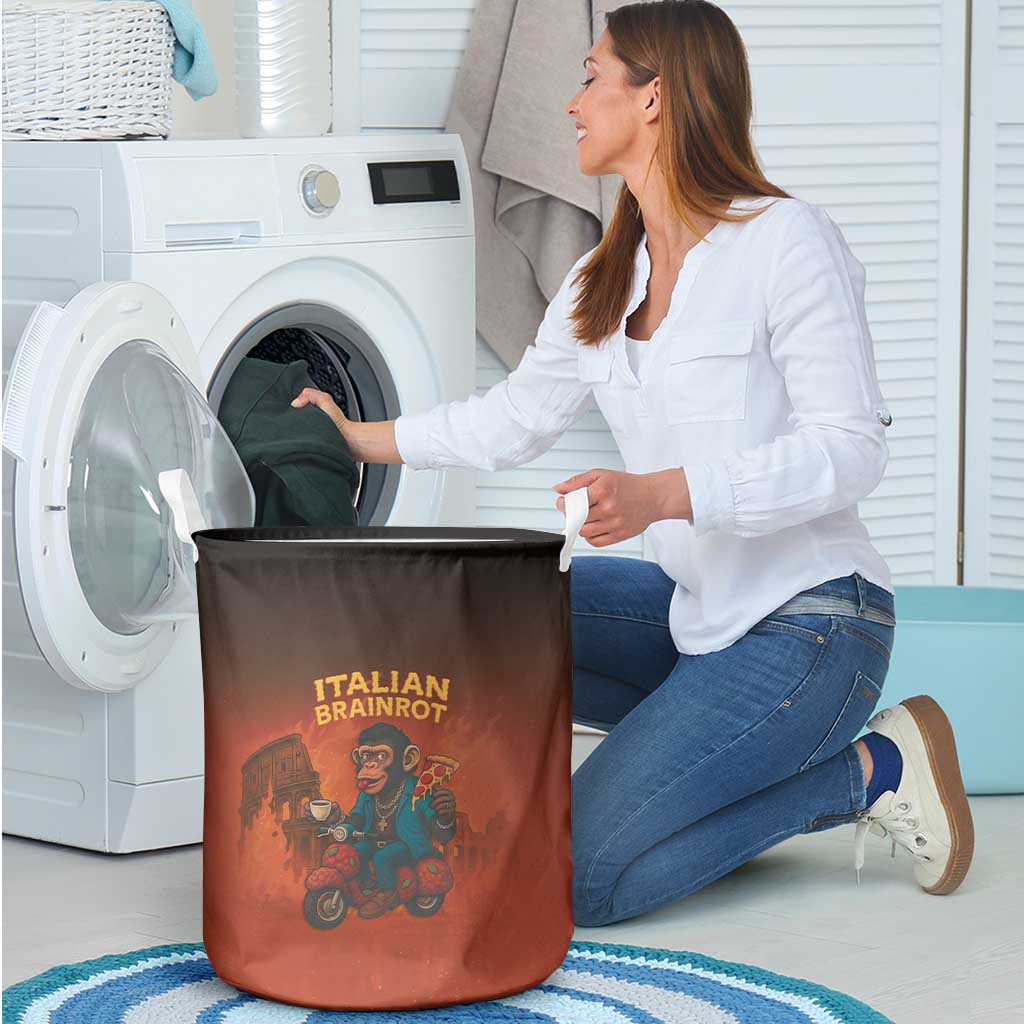 Italian Brainrot Meme Laundry Basket Chaotic Chimp Mobster Vespa Ride - Wonder Print Shop