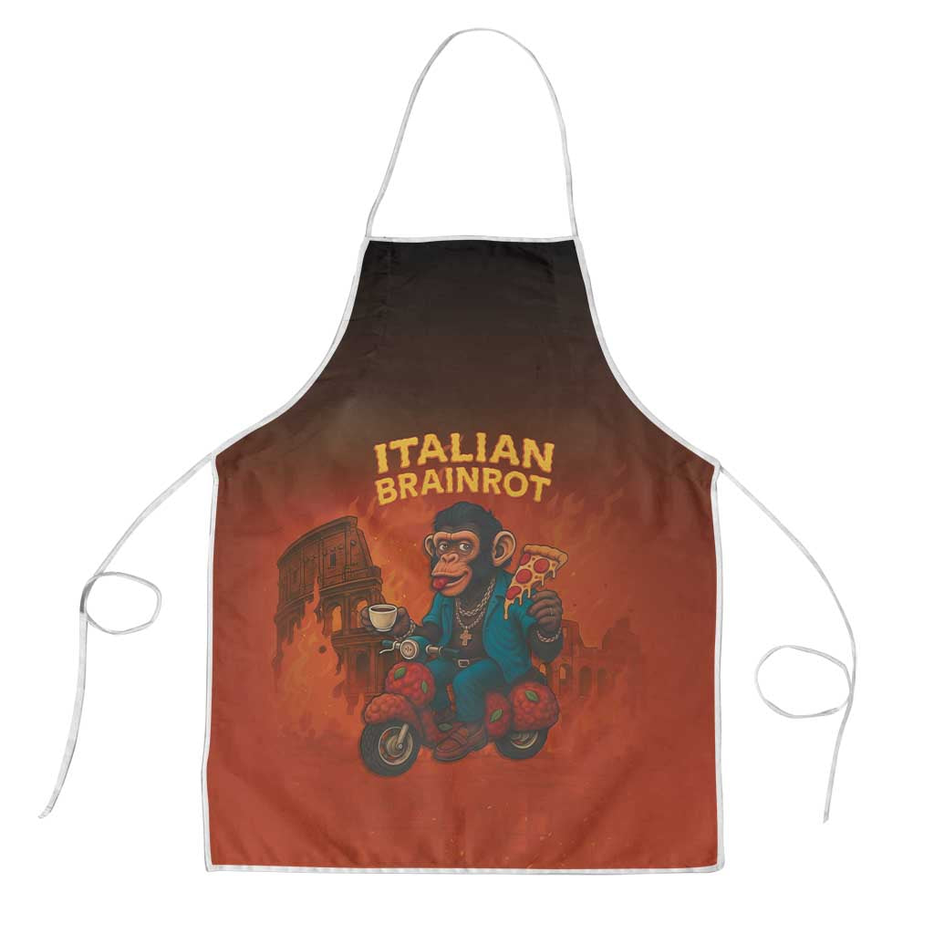 Italian Brainrot Meme Apron Chaotic Chimp Mobster Vespa Ride - Wonder Print Shop