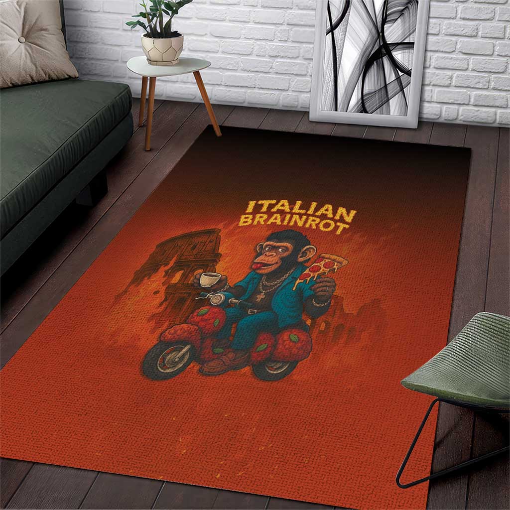 Italian Brainrot Meme Area Rug Chaotic Chimp Mobster Vespa Ride - Wonder Print Shop