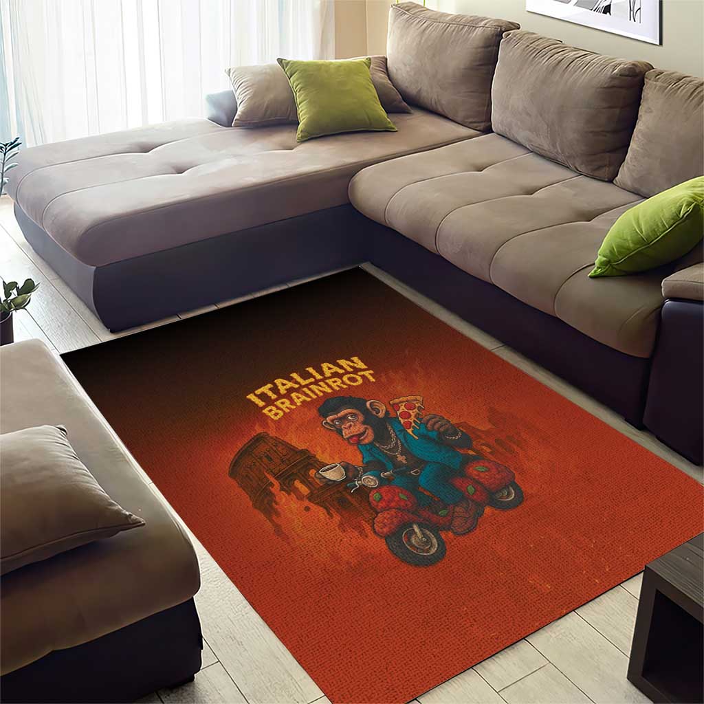 Italian Brainrot Meme Area Rug Chaotic Chimp Mobster Vespa Ride - Wonder Print Shop