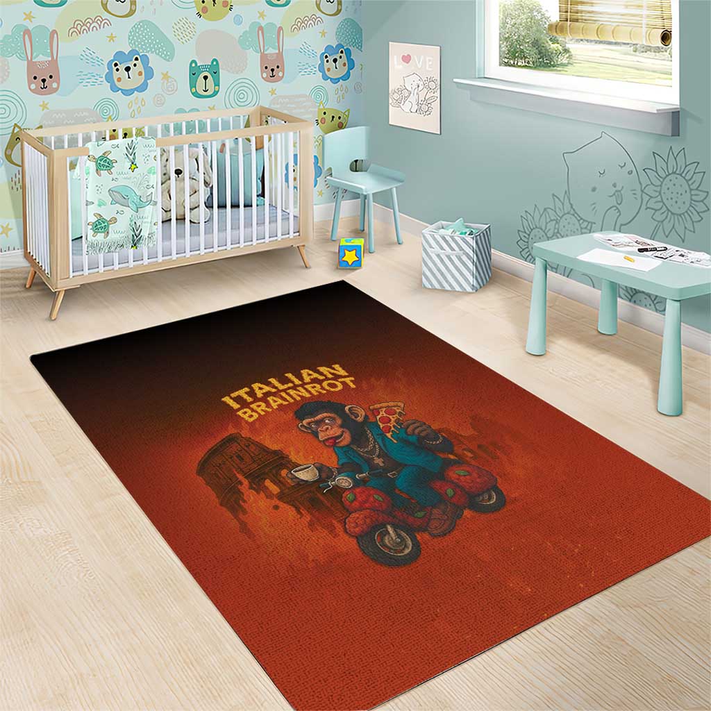 Italian Brainrot Meme Area Rug Chaotic Chimp Mobster Vespa Ride - Wonder Print Shop