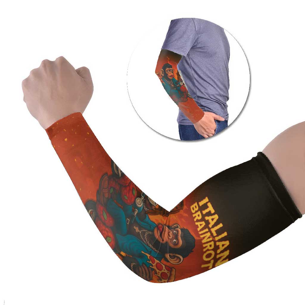 Italian Brainrot Meme Arm Sleeves Chaotic Chimp Mobster Vespa Ride - Wonder Print Shop