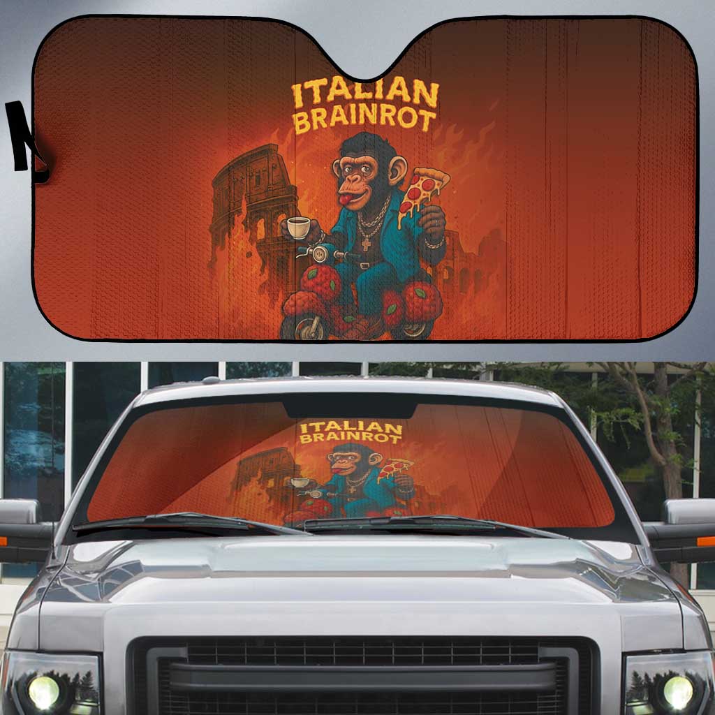 Italian Brainrot Meme Auto Sun Shade Chaotic Chimp Mobster Vespa Ride - Wonder Print Shop