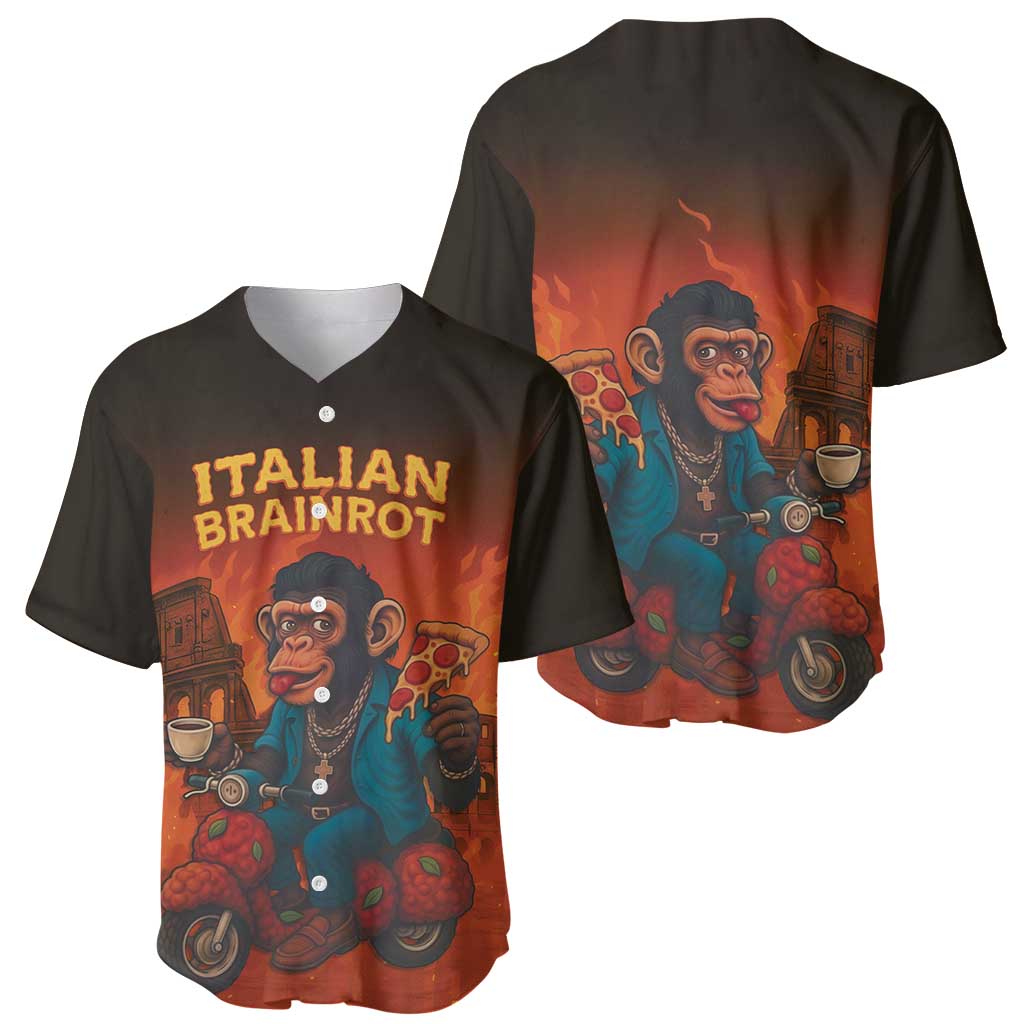 Italian Brainrot Meme Baseball Jersey Chaotic Chimp Mobster Vespa Ride - Wonder Print Shop
