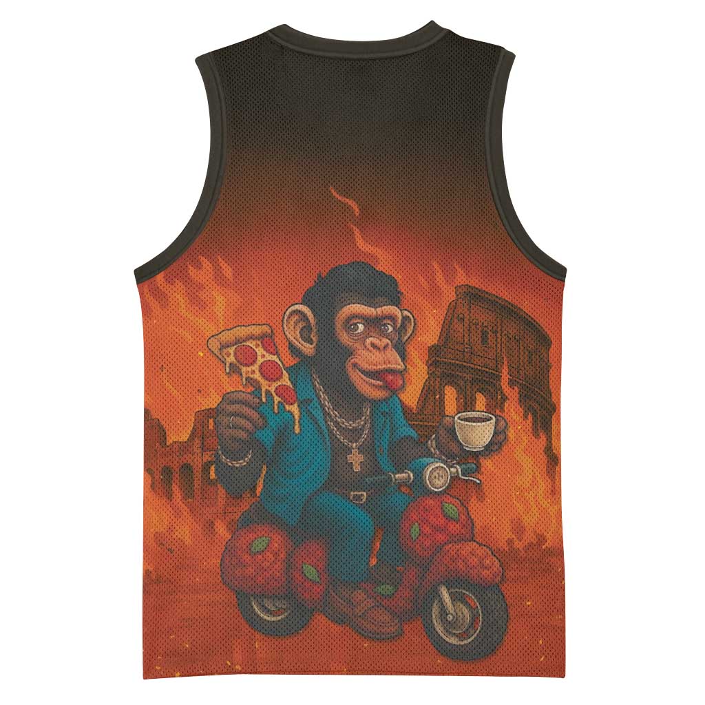 Italian Brainrot Meme Basketball Jersey Chaotic Chimp Mobster Vespa Ride - Wonder Print Shop