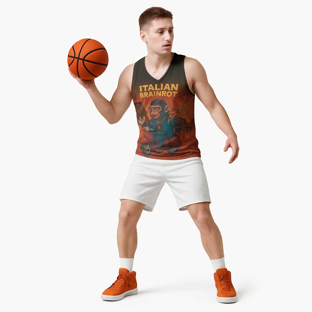 Italian Brainrot Meme Basketball Jersey Chaotic Chimp Mobster Vespa Ride - Wonder Print Shop