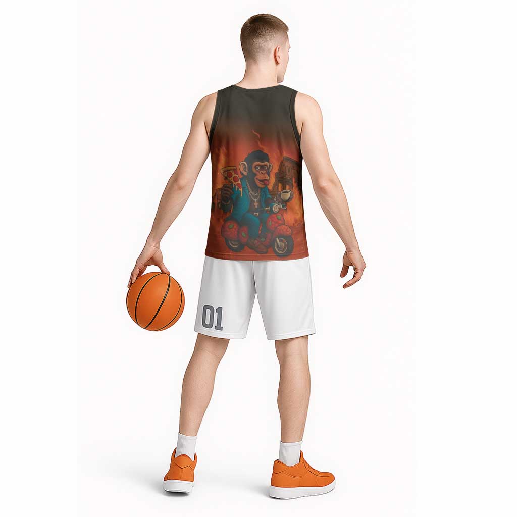 Italian Brainrot Meme Basketball Jersey Chaotic Chimp Mobster Vespa Ride - Wonder Print Shop