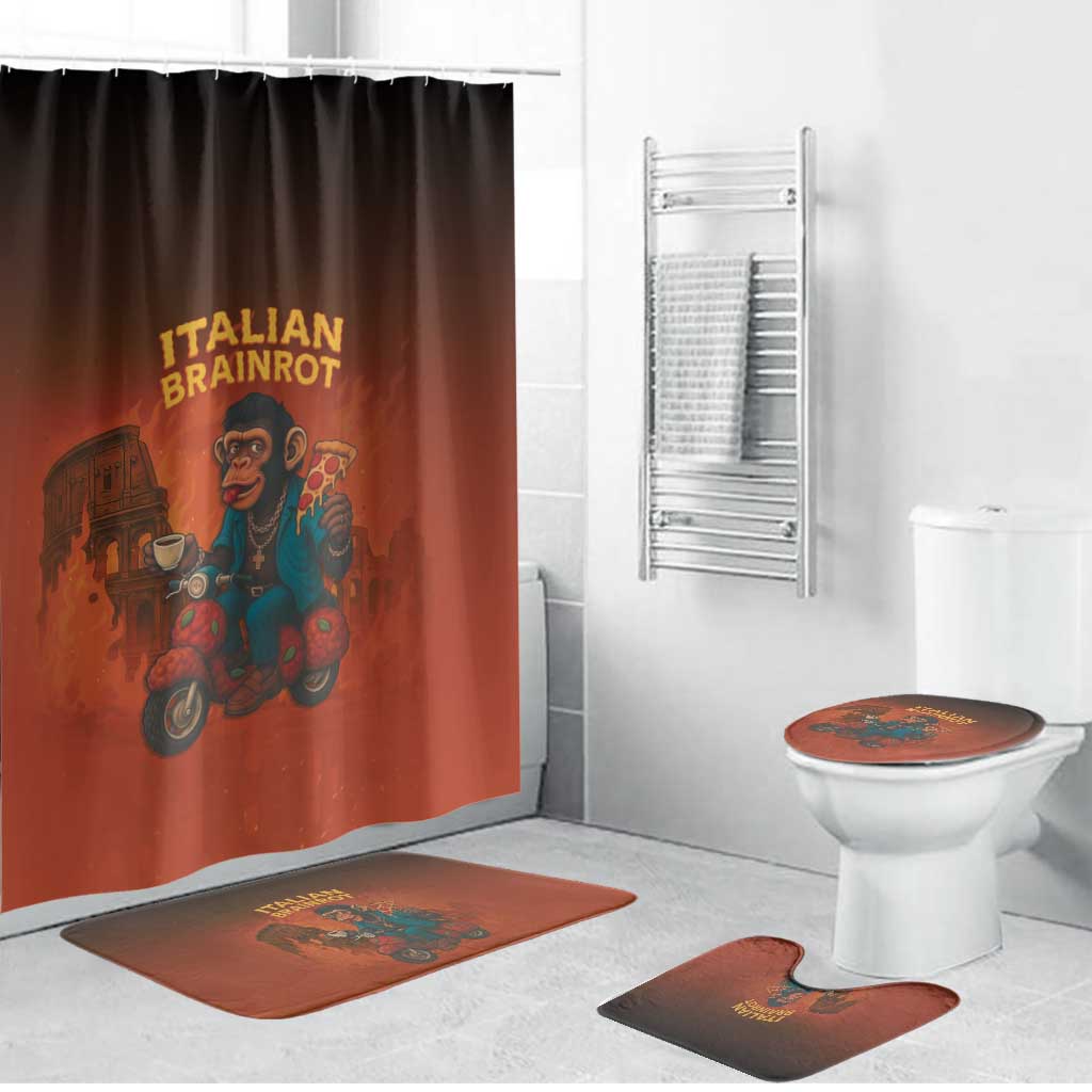 Italian Brainrot Meme Bathroom Set Chaotic Chimp Mobster Vespa Ride - Wonder Print Shop
