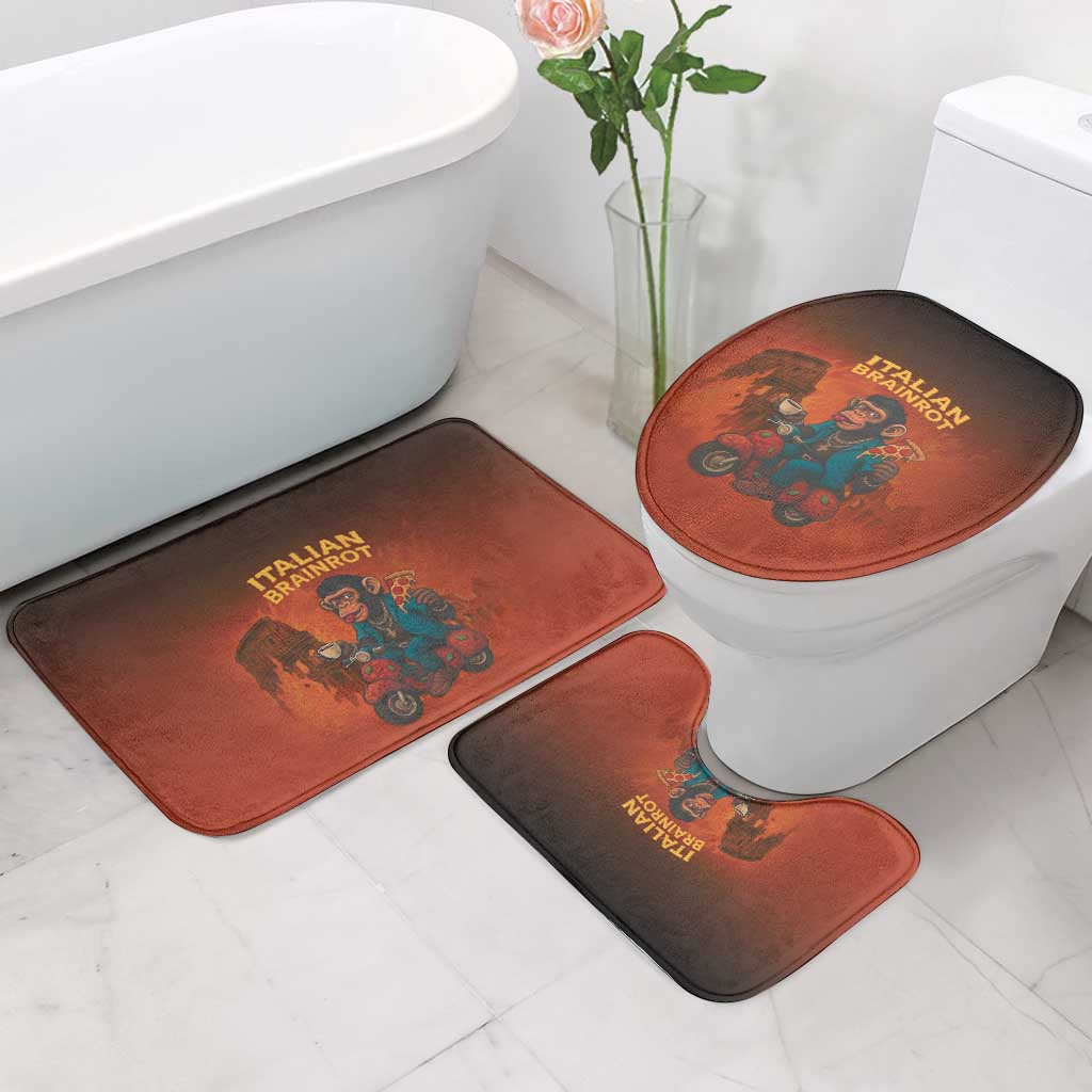 Italian Brainrot Meme Bathroom Set Chaotic Chimp Mobster Vespa Ride - Wonder Print Shop