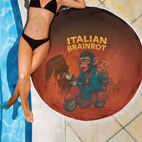 Italian Brainrot Meme Beach Blanket Chaotic Chimp Mobster Vespa Ride - Wonder Print Shop