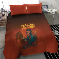 Italian Brainrot Meme Bedding Set Chaotic Chimp Mobster Vespa Ride - Wonder Print Shop