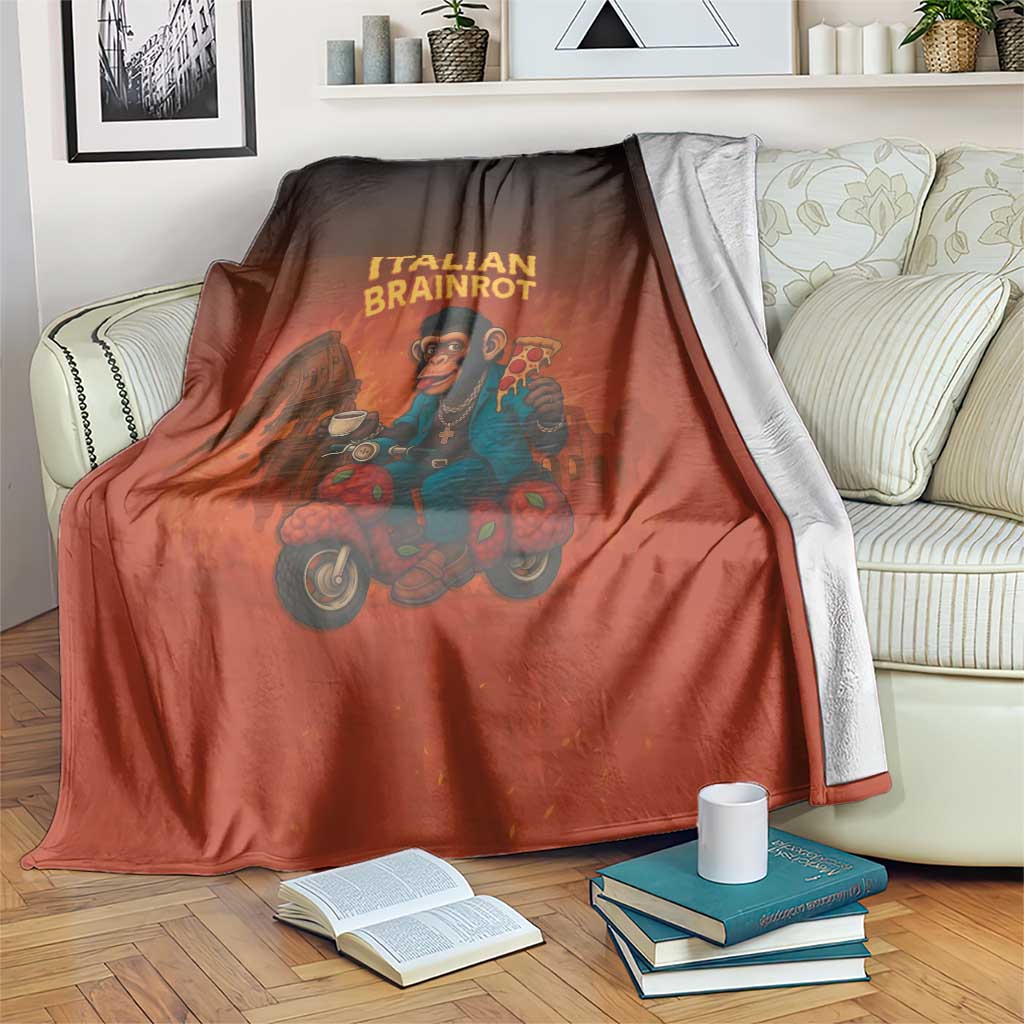 Italian Brainrot Meme Blanket Chaotic Chimp Mobster Vespa Ride - Wonder Print Shop