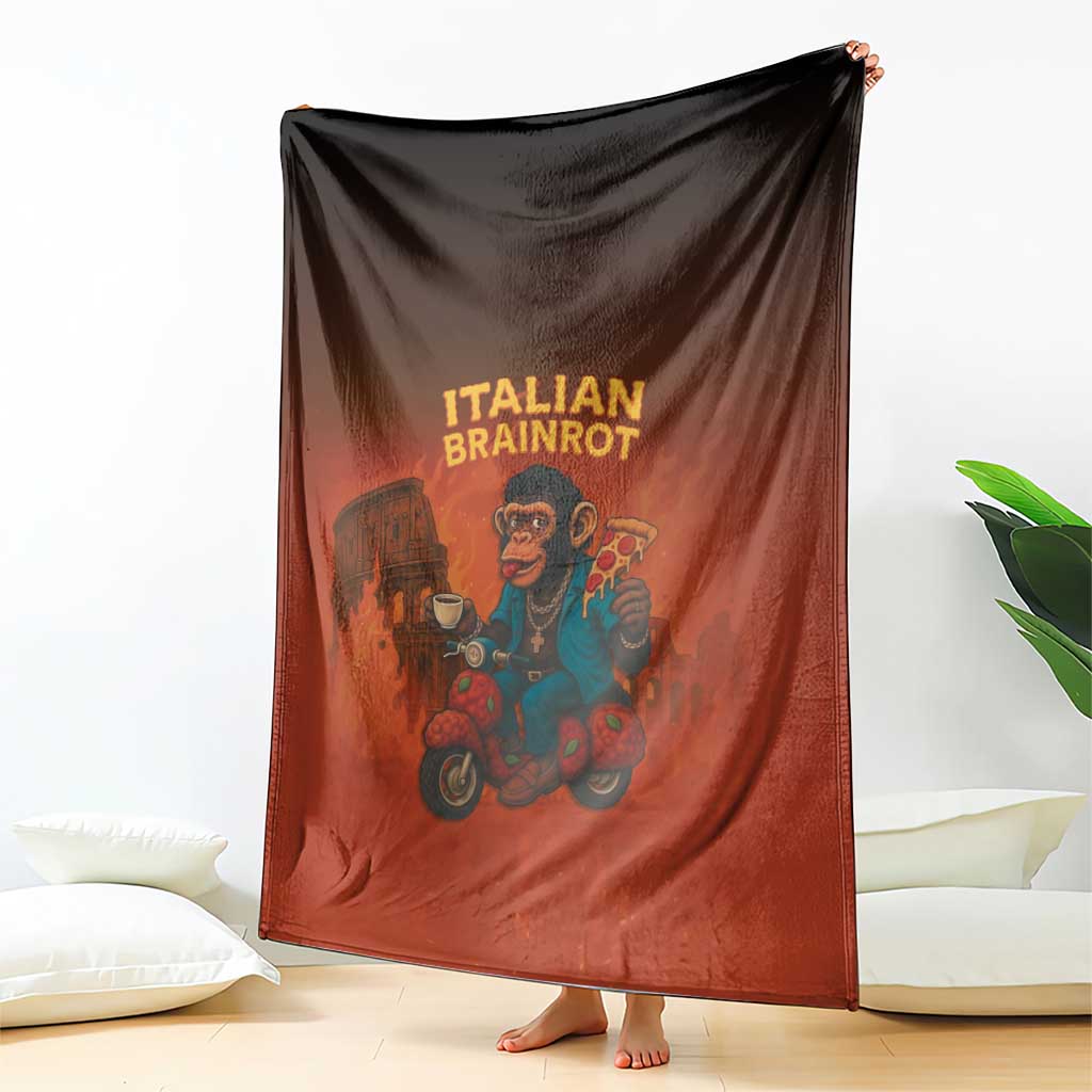 Italian Brainrot Meme Blanket Chaotic Chimp Mobster Vespa Ride - Wonder Print Shop