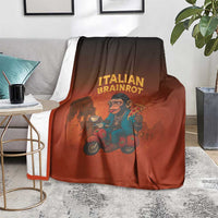 Italian Brainrot Meme Blanket Chaotic Chimp Mobster Vespa Ride - Wonder Print Shop